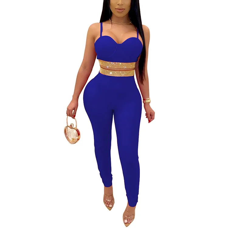 Комплект из двух предметов: топ и брюки-карандаш со стразами