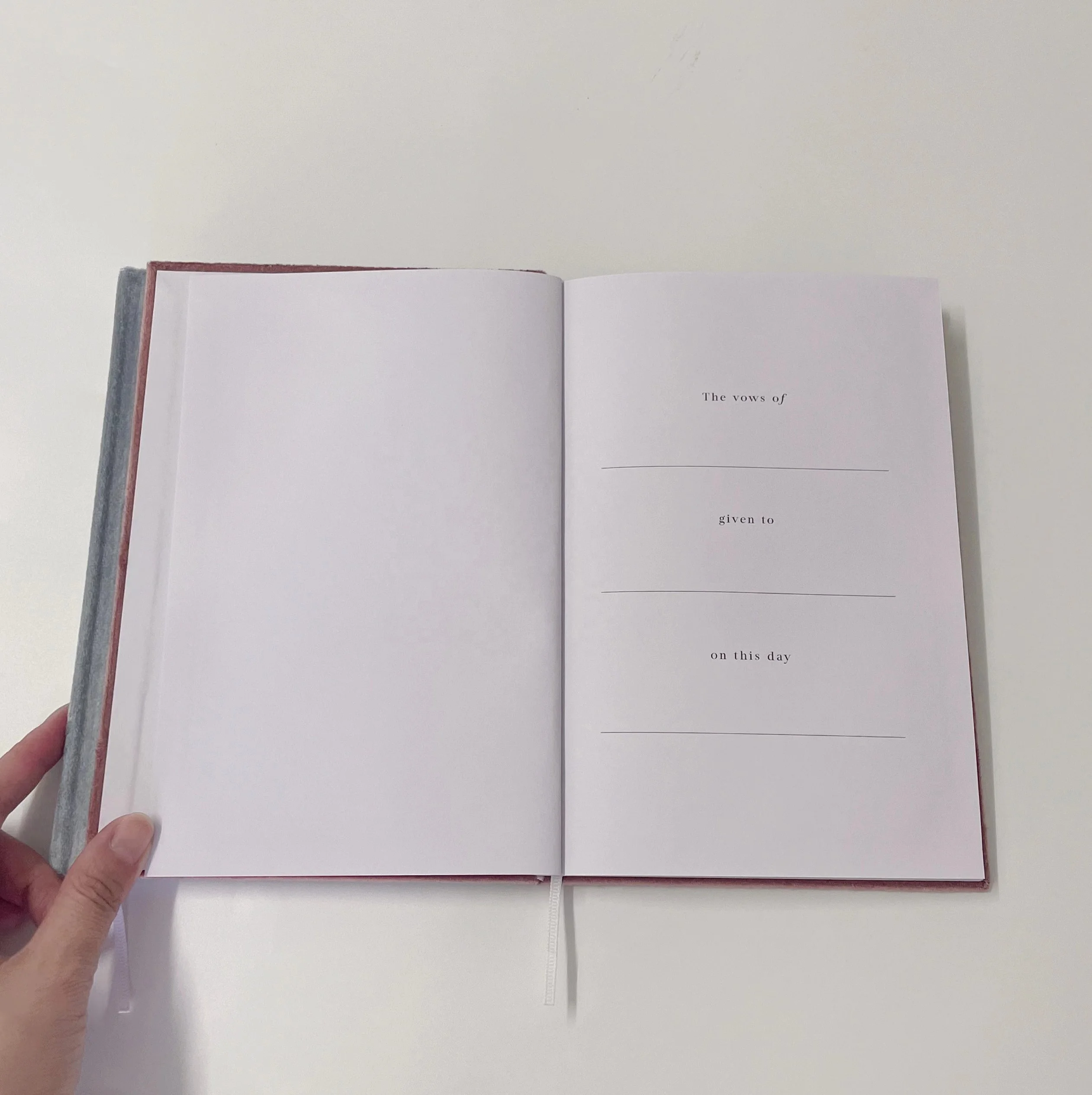 Custom A5 Luxury Hardcover Dot Gird Velvet Vow Journal For Wedding Engagement Gift Vows Book His and Her Wedding Books Planner