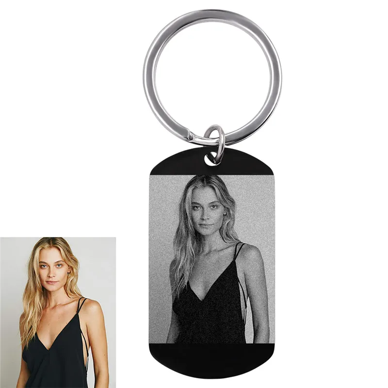 Customized Engraved Photo Necklace Pendant Stainless Steel Hiphop Style Anniversary Engagement Female Male Gift