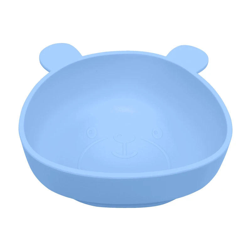 Pattern customization eco friendly solid color silicone bowl Food Grade Suction Silicone safety bear baby bowl