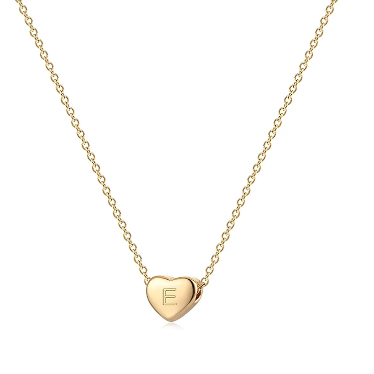 Wholesale 925 Sterling Silver Gold Plated Heart Initial Necklace Pendant Jewelry