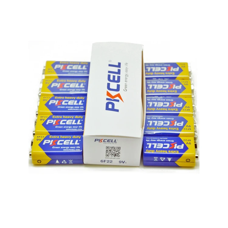 Pkcell power battery 9v carbon zinc 6f22 006p battery for smoke alarm