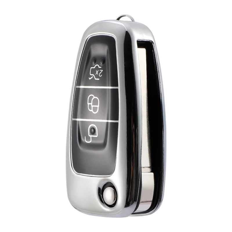 Car Key Fob Cover Case for Ford, Keyless Remote Smart Key Holder W/Keychain for Ford F150 F250,Fob Shell Protector for Mustang