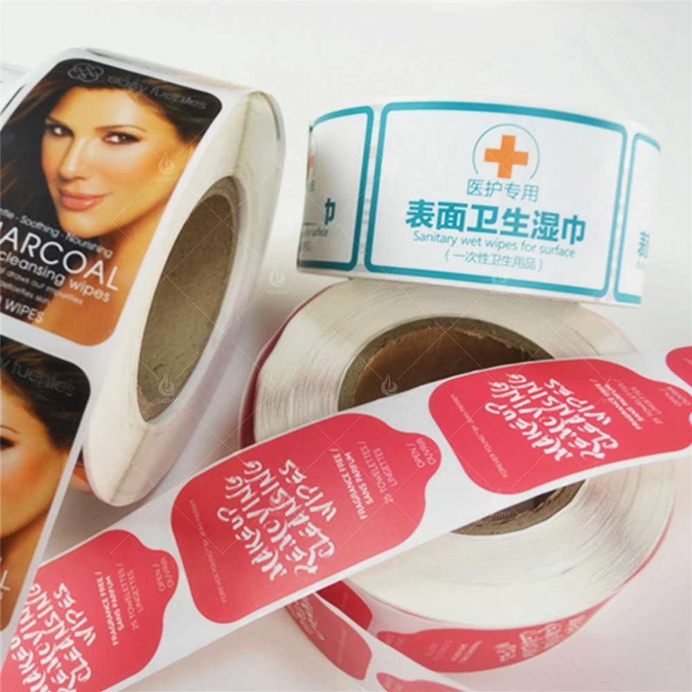 Custom Plastic Transparent stickers Resealable Wet Wipes Adhesive Package Stickers