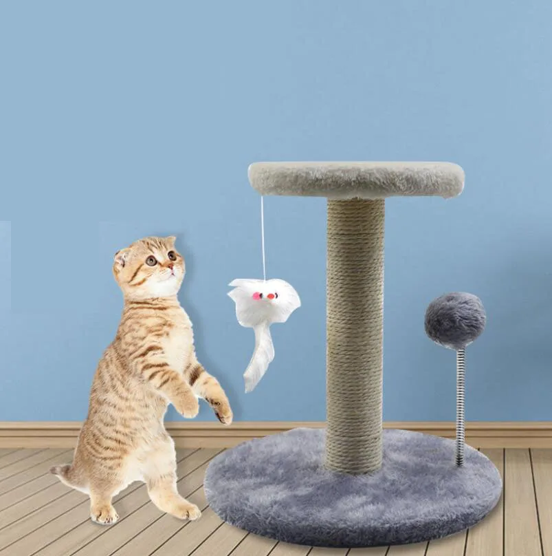 Manufacturer Durable Cat Shelf Plush Cat Tree Tower Interactive Cat Climbing Frame With Ball And Mouse