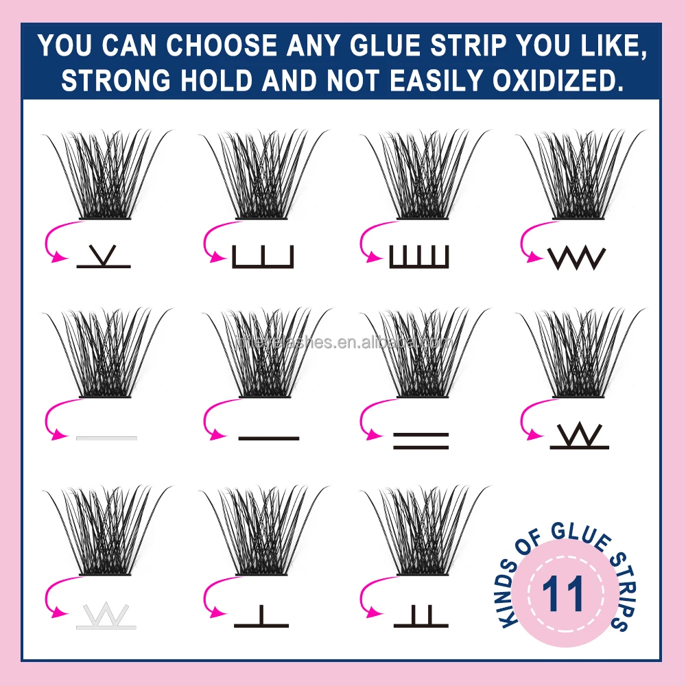 Reusable Self Adhesive Pre Bond No Glue Lash Clusters Individual Cd Fan Eyelashes press on Cluster Lashes Kit With Spikes bottom