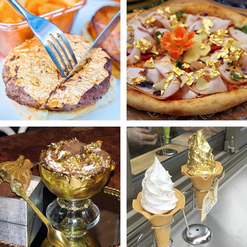 8 x 8 cm 24K Chinese Pure Gold Leaf  Food Decoration Furniture Picture Frame Gilding 24K Gold Leaf Sheets