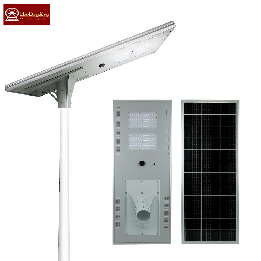 New 100W Integrated All-in-One LED Solar Street Light Outdoor Waterproof with Ip65 Aluminum Housing for Garden Remote Control