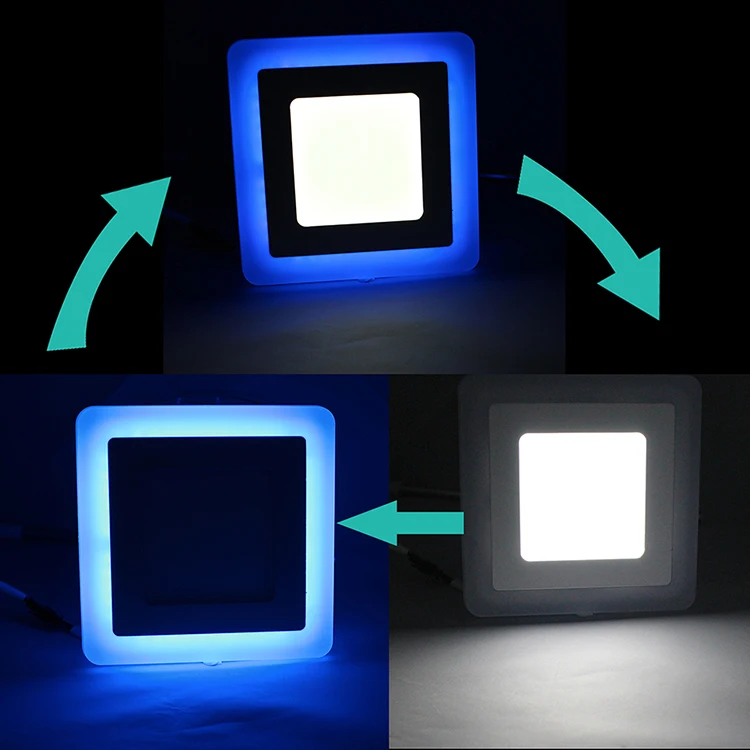 Zhongshan 110V 220V lampara led ceiling Lights 3+3w 6+3w 12+4w Smart downlight lamp 18+6w Double Color PLAFON led panel square