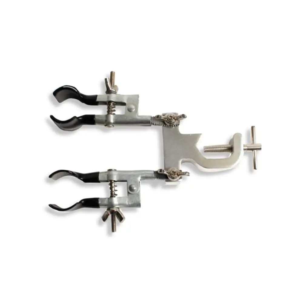 Gelsonlab HSG-101A Lab Aluminum Adjustable Double Flask Clamps Test Tube Clamp Burette Clamp PVC Coated Round Jaws