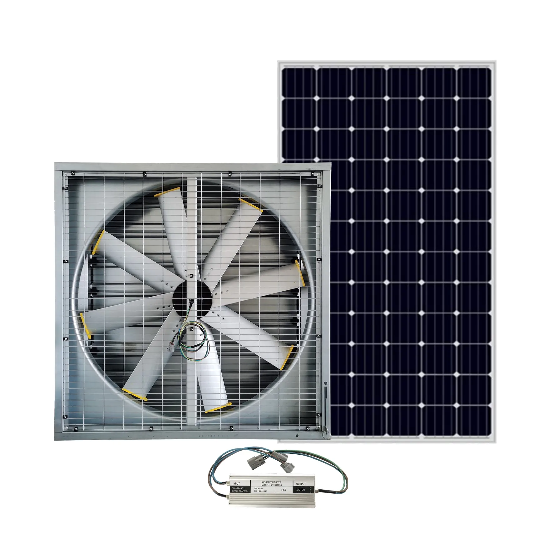 48 Inch Solar Wall Mounted Exhaust Fan for Greenhouse with Solar System High Air Volume Axial Air Extractor Fan