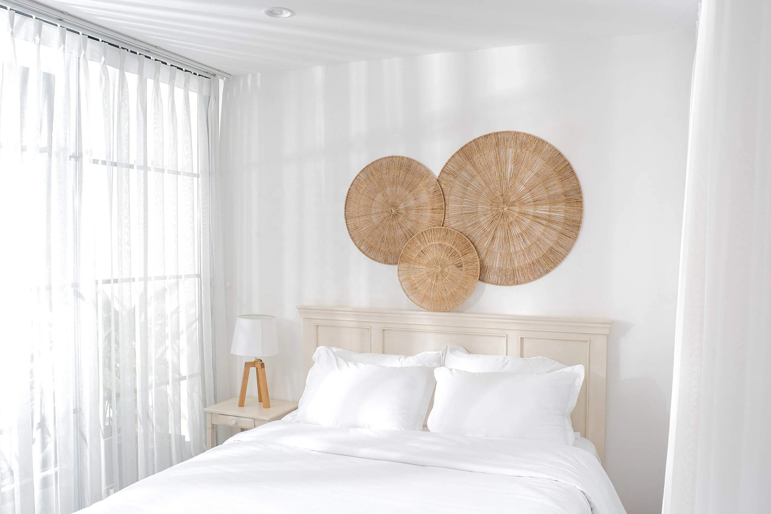 Best Selling Vietnamese Rustic Round Seagrass Jute Rope Iron Basket Wall decor Vietnam Woven Basket Hanging Wall Decor Set