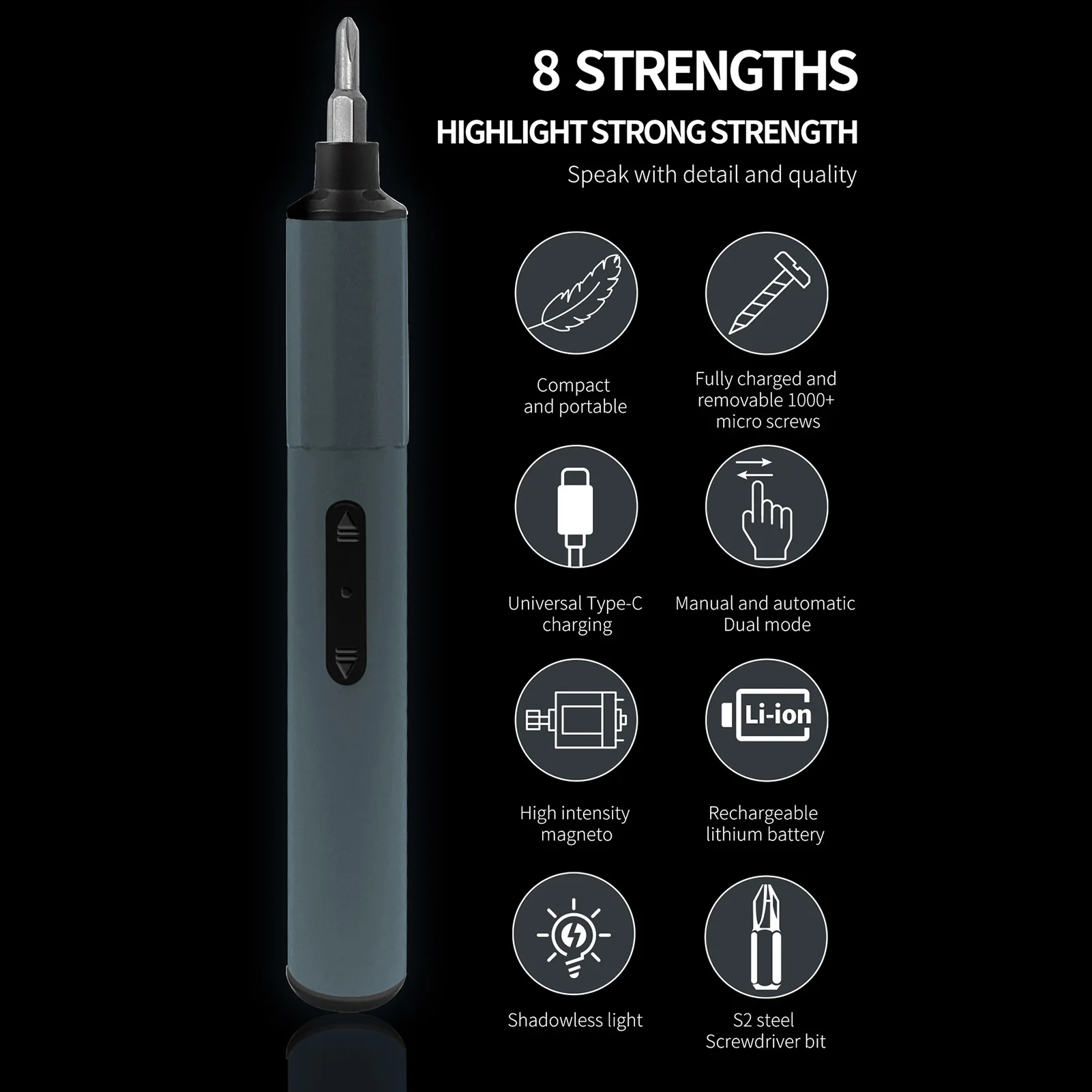 49-In-1 Cordless Precision Screwdriver Set with 48 Magnetic Bits Rechargeable Mini Screwdriver Set for Phone Laptop Camera Watch