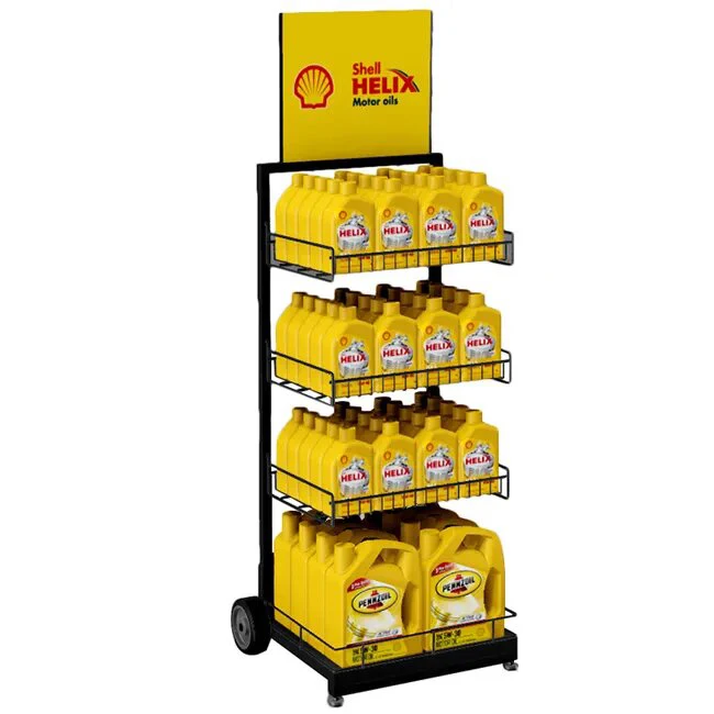 Metal Flooring Stand castrol oil display stand Rack Metal lubricant oil display rack Engine Oil Display Rack for Gas Station