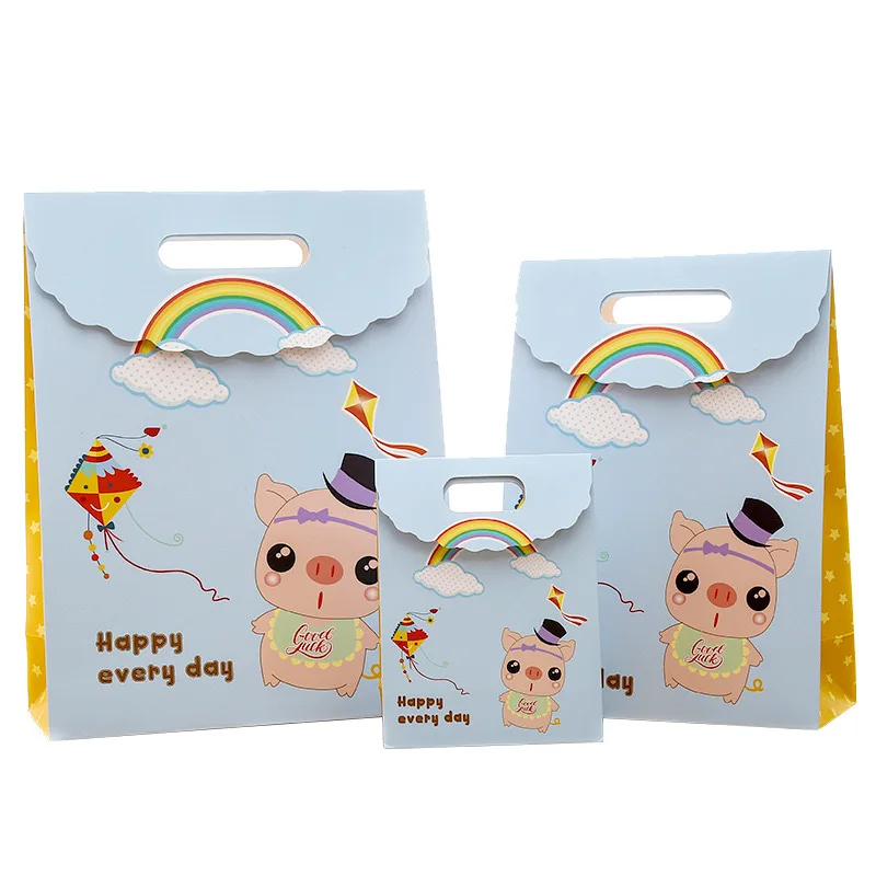 Custom Logo Lovely Cartoon Paper Bag Baby Birthday Gift Bag For Kids