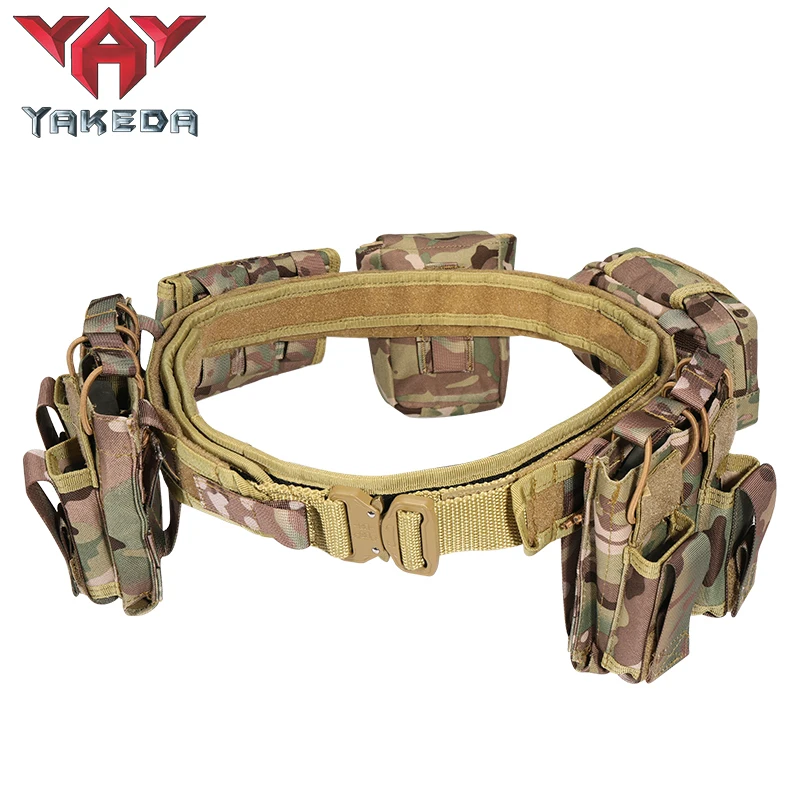YAKEDA Multi-function Pocket Pouch 5-pieces Set Camo Style Outdoor Training Waist Belt Tactical Duty Utility Belt