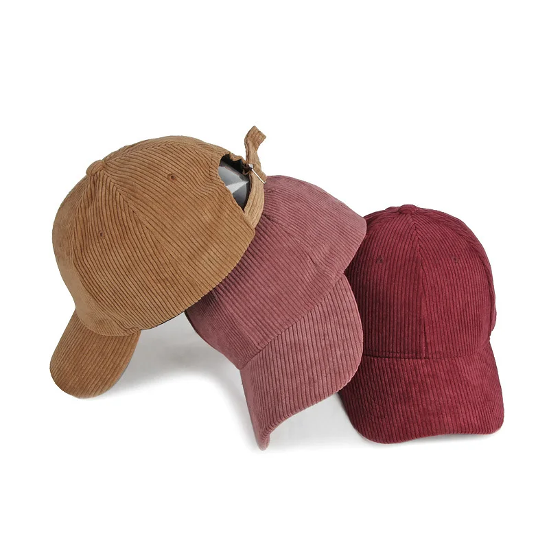 Fashion wholesale winter Simple solid color cap  warmth vintage blank dad hat men sport Corduroy baseball cap