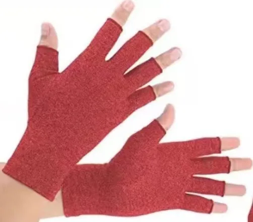 Joint Care Copper Compression Gloves For Arthritis Plush Finger Arthritis Gloves Cotton Material Orthopedic Half Finger Gloves
