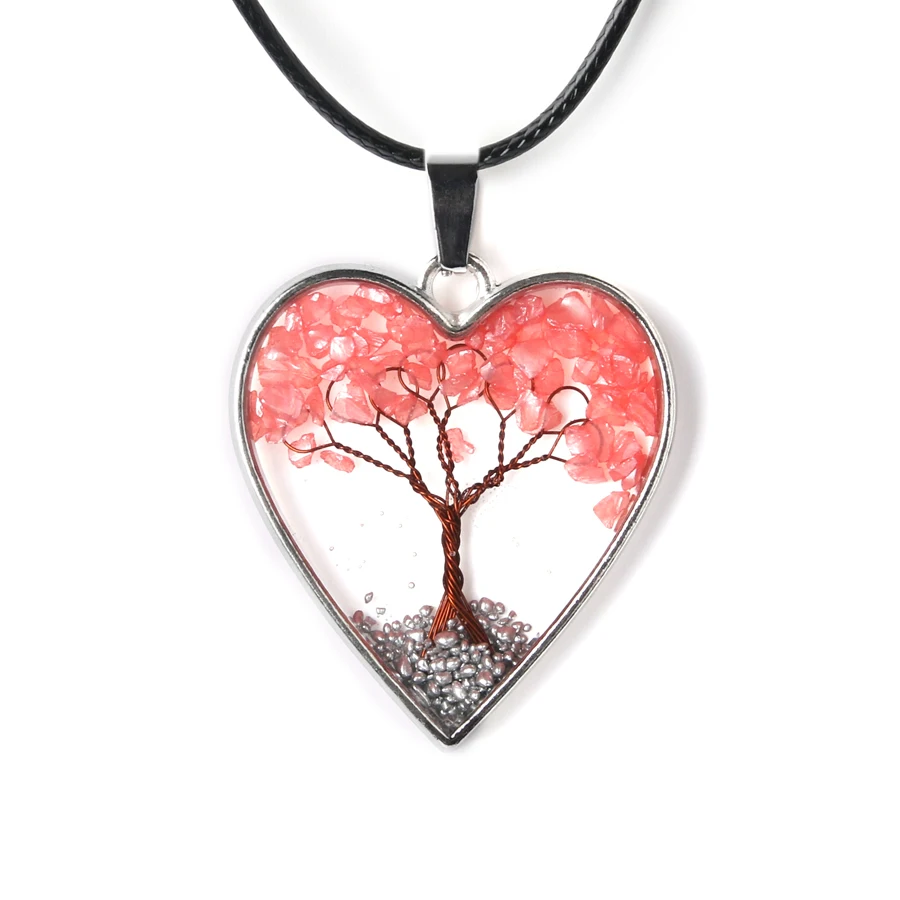 wholesale natural stone heart pendant necklace for women gemstone jewelry amethyst lapis lazuli heart crystal pendant