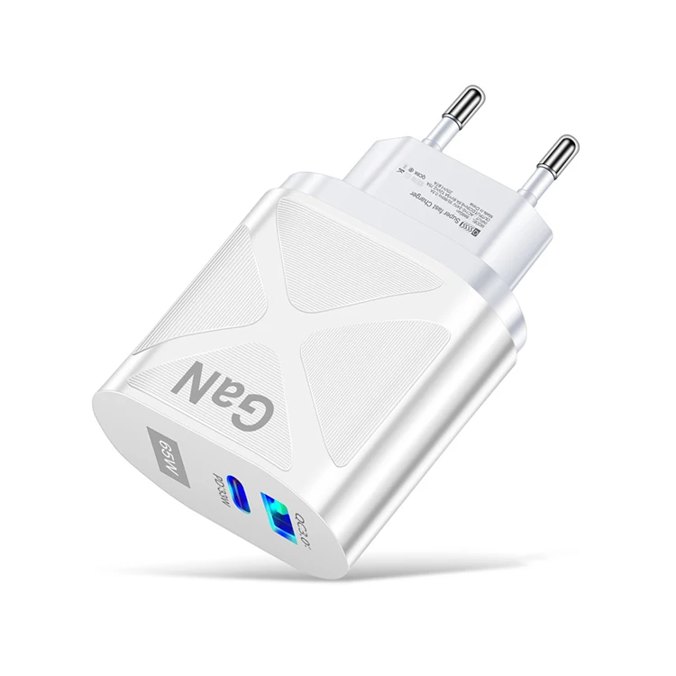 Popular Products 2023 65W Fast Charger with Gan Tech 2 Ports PD USB Phone Adapter