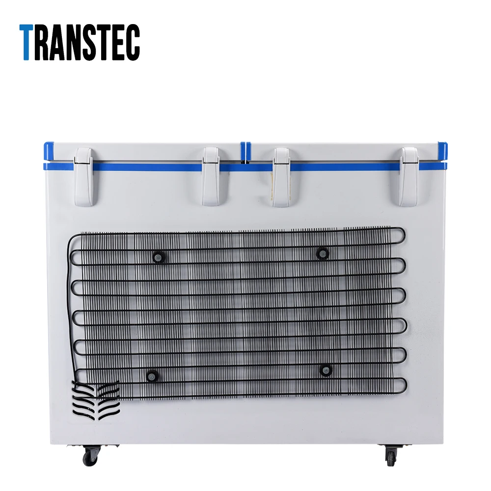 Best Price China-Made solar chest freezer 358L double door freezer powered by solar energy dc freezer economical and practical