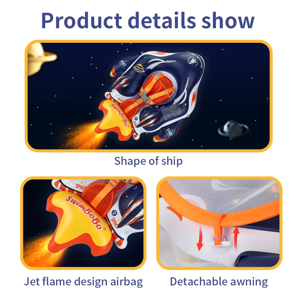 Swimbobo Inflatable Baby Swimming Float Water Toy Swimming Floats Child Swim Pool Ring PVC Children Floating Summer With Canopy