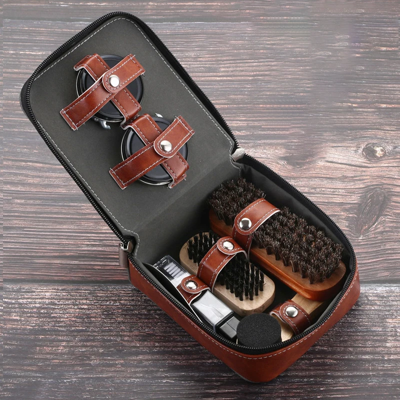 Luxury hotel use Leather Shoe Care kits 10 Piece Set Black Colorless Shoes Oil Cleaning Men Leather Shoe Cleaning Clean Kit