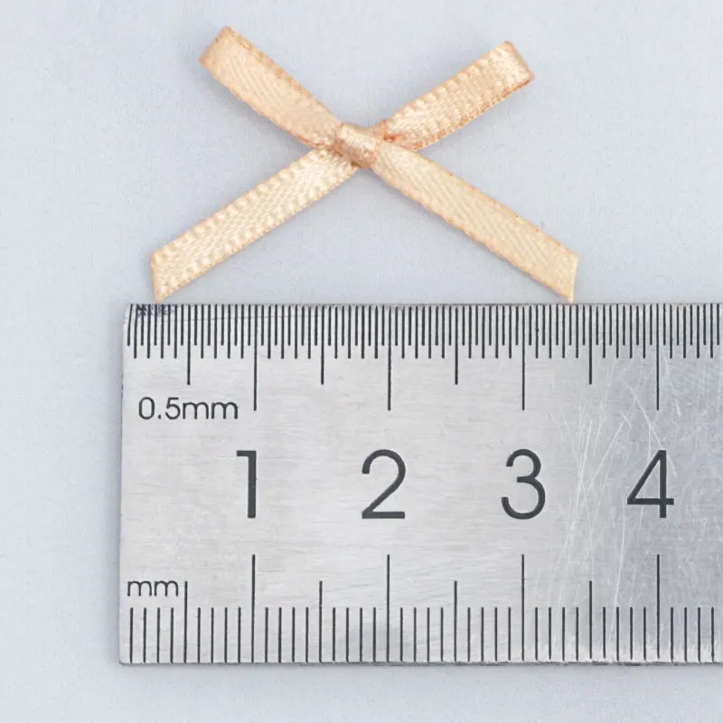 Pre made Polyester Satin Gift Ribbon bow Small Size Mini Self Adhesive Lingerie Bow For Underwear Decoration