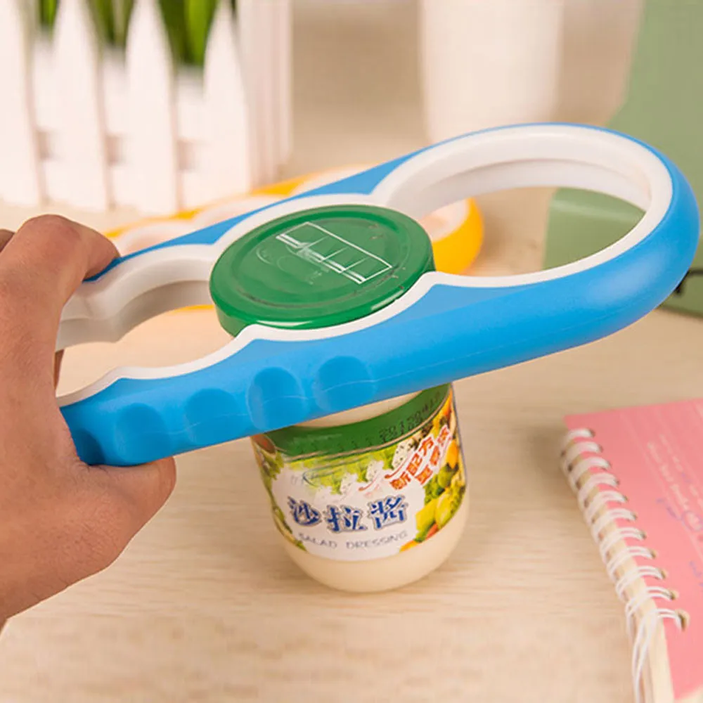 Multifunctional 4-in 1 Easy One Hand Can Opener Beer Bottle Cap Quick Opening Cooking Everyday Use for Weak Hands and Arthritic