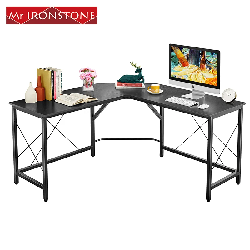 
 Магазин при фабрике, L-образный стол, 59 дюймов, компьютерный игровой угловой стол для дома и офиса, черный студийный стол, современный игровой стол  