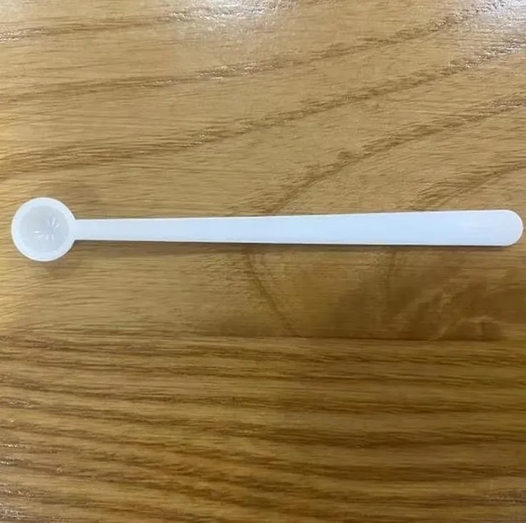 0.15ml 75mg Mini Small Plastic Round Disposable White Measuring Spoon With Long handle Tea Coffee Milk Powder Scoop