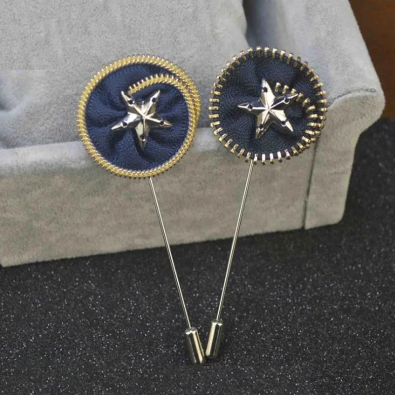 special design funny handmade zipper star flower brooch lapel pin for mens suits