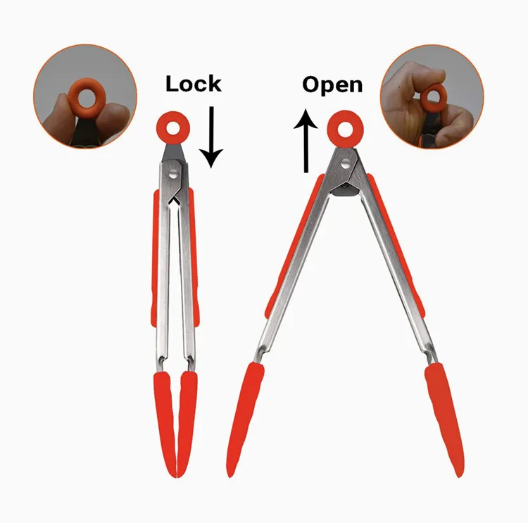 Кухонные щипцы для еды гриля салата барбекю жарки 7/9/12 дюймов термостойкие ручка из нержавеющей стали силиконовые приготовления пищи