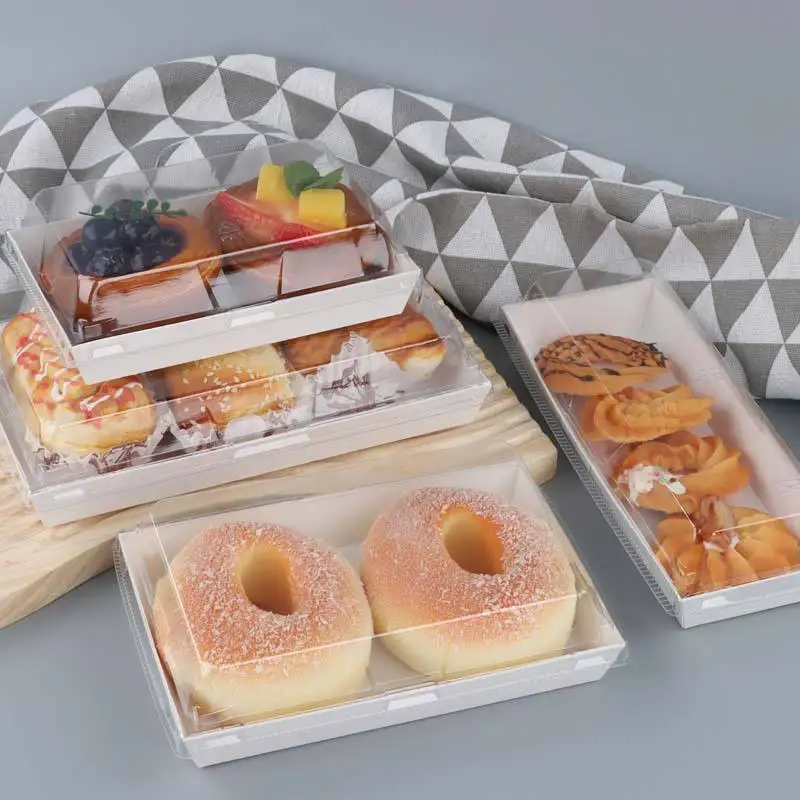 Sandwich Hamburger Bread Hot Dog Box Lid Disposable Cake Box Custom Kraft Paper with Clear Plastic Cake Packaging Cupcake Boxes