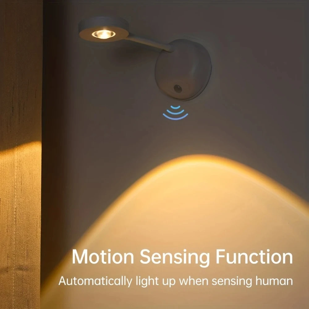 Rechargeable Motion Sensor LED Wall Light Battery Powered Induction Night Light For Stairs Living Room Bedroom Indoor Decor