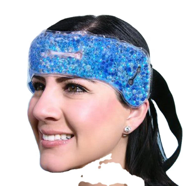 Hot & Cold Gel Bead Forehead Wrap Pad Therapy Head Ice Gel Pack Relieve Pain Ice Pack Headband for fever Headache