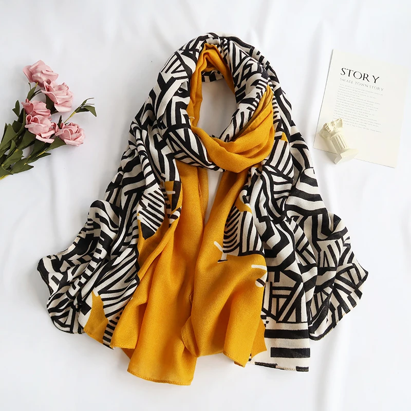 
China Supplier Quality Shawls Scarf For Women Winter Scarf Cotton Polyester Fiber Scarves 