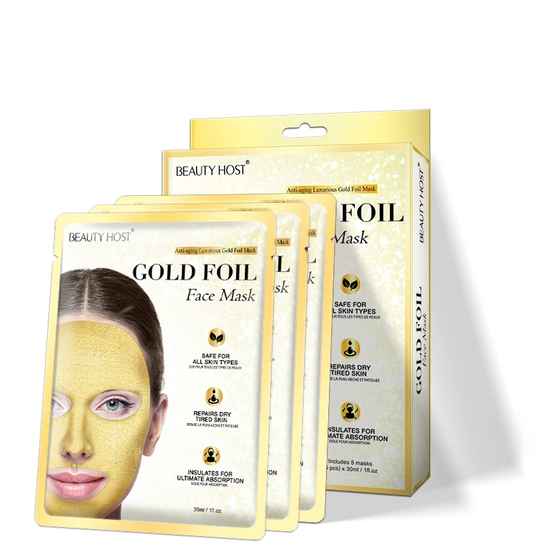 Private Label Hot Selling Collagen Gold Foil Face Mask 24K Repair Anti Freckle Sheet Facial