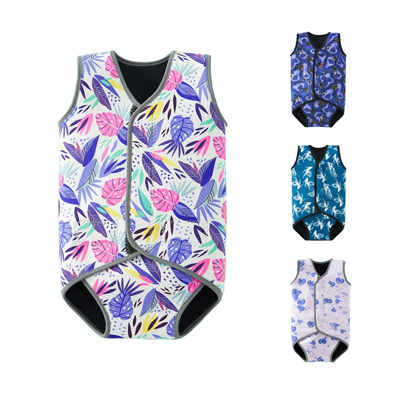 Sabolay Oem Colorful Printed Kids Wet Suits Boys Girls Thermal Swimsuit One Piece Keep Warm Swimming Baby Neoprene Wetsuit