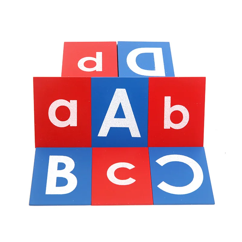 Montessori spelling game teaching aids juegos educativos toys blue and red sandpaper alphabet drawing board act study materials