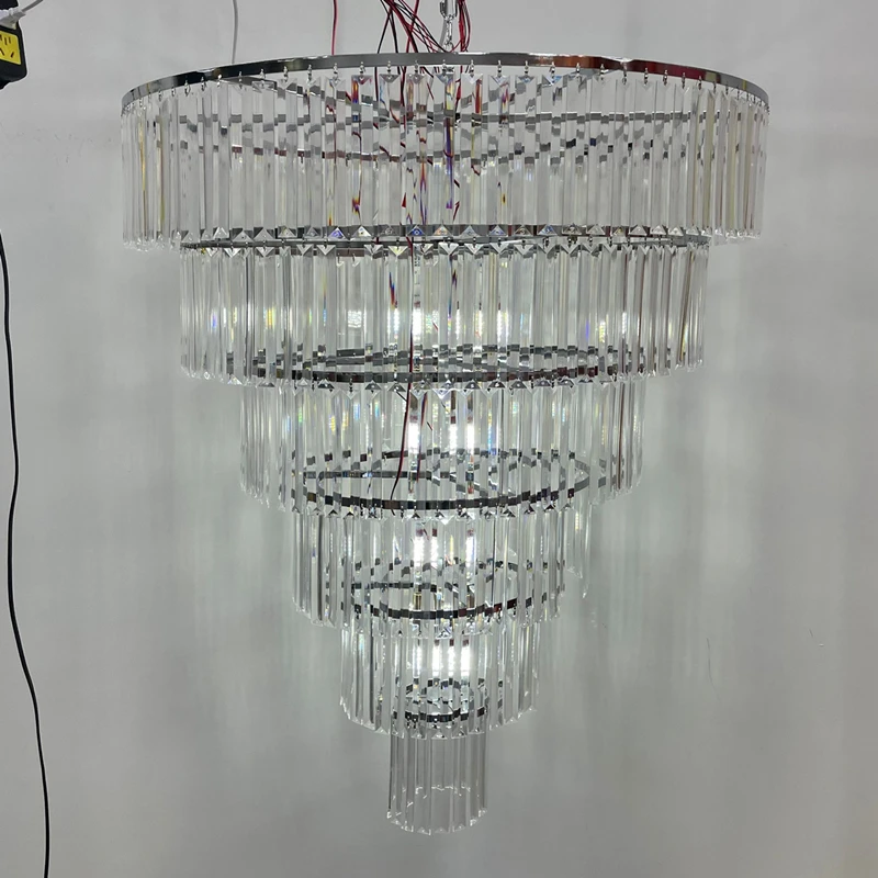 Acrylic crystal ice bar chandelier wedding banquet hall ceiling hanging lamp crystal Light Christmas decorative chandelier