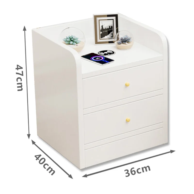 Nordic luxury modern solid wood night stand table bedroom white smart wireless charging bedside night stand drawer