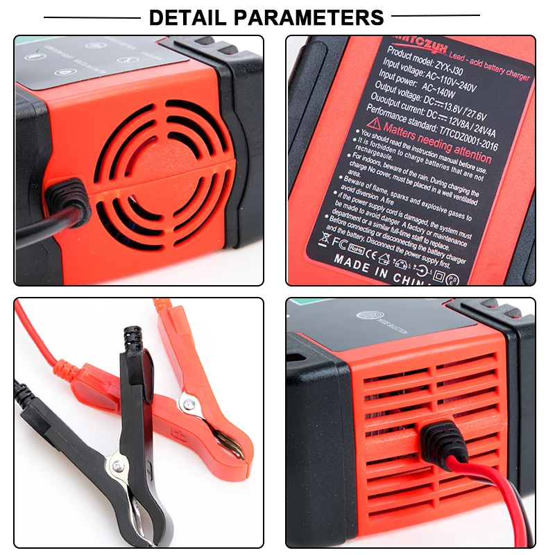 12/24V 8A Touch Screen Pulse Repair LCD Battery Charger Lead Acid Battery Agm Gel Wet Car Battery Charger For Car Motorcycle