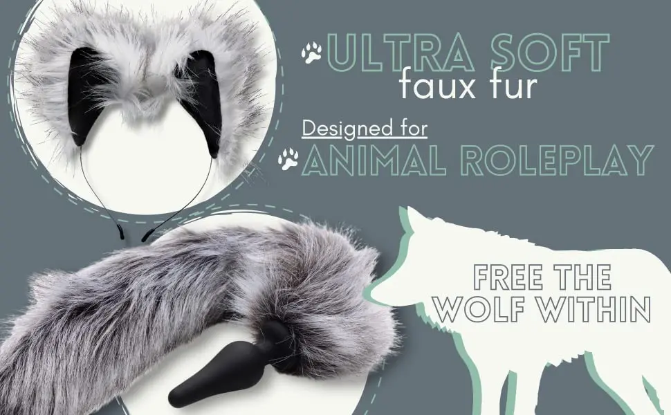 YPM White Cat Ears Set Fox Tail Anal Plug Silicone Cat Tail Anal Plug