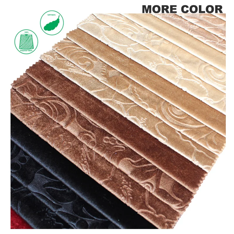 Recycled Custom Design 100% Polyester Multi Color 3D Embossed Holland Dyed Sofa Velvet Fabric