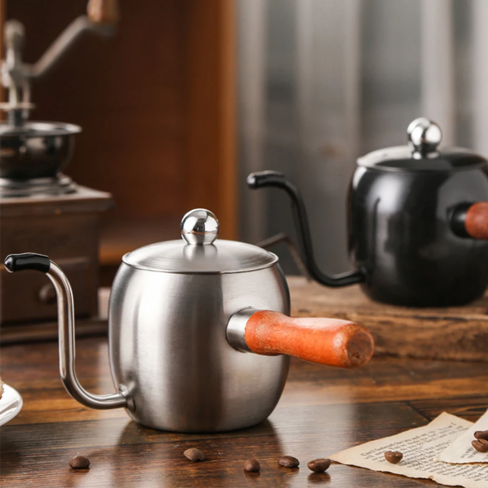 LIHONG 500ml Wholesale Black Coating Stainless Drip Tea Hand Pour Over Gooseneck Kettle Arabic Turkey Coffee Pot