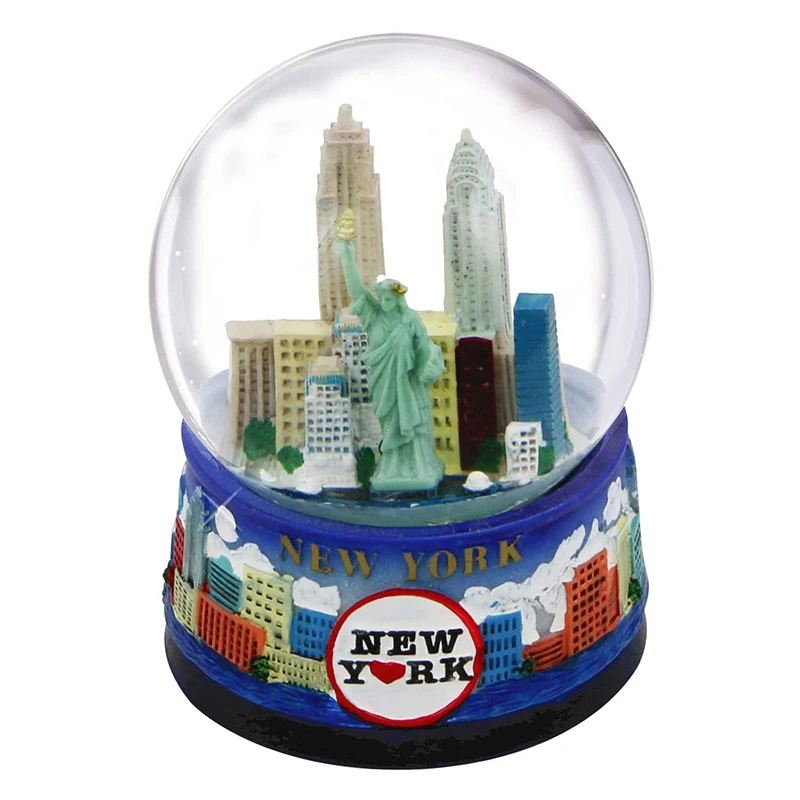 Wholesale custom city water ball desktop decor cheap tourist souvenirs USA building resin glass snow globe