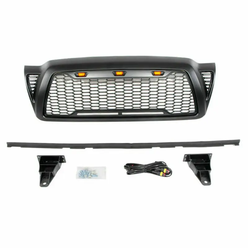 KINGCHER Передняя решетка для Toyota Tacoma 2005-2011 ABS с сотовой блендой со светодиодными