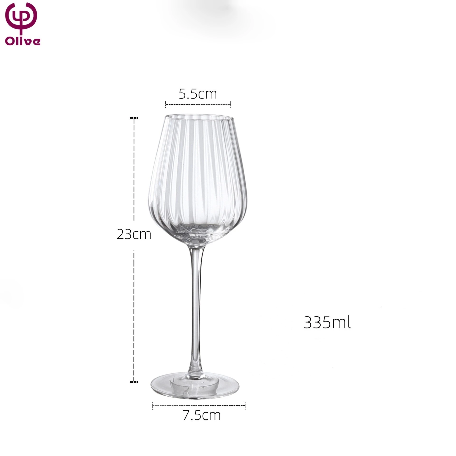 Wholesale Premiere Quality Wine Glass Set Champagne Flute Glass Stripe ripple Wine Glasses Cup Customized Gift Package