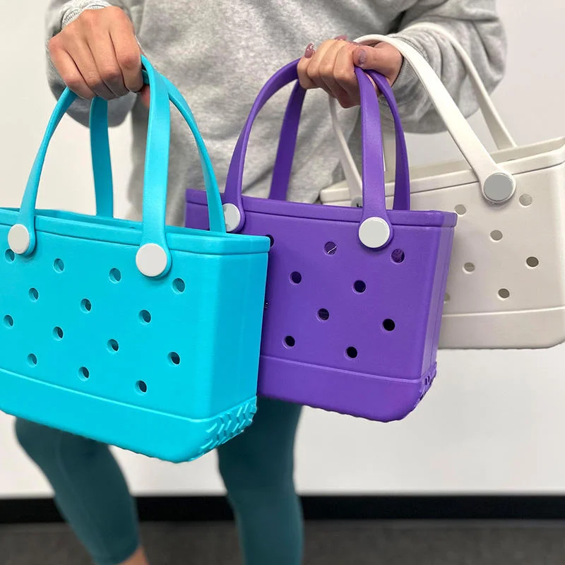 New Design Portable Summer Waterproof EVA Beach Bitty  Bag Rubber Beach Handbags Silicone Small Baby Bag